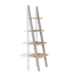 Statement Furniture Florence Wooden Shelving Unit In Truffle. Lean-Up Ladder Shelf. Solid Wood Shelf Storage - thumbnail 2
