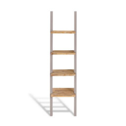 Statement Furniture Florence Wooden Shelving Unit In Truffle. Lean-Up Ladder Shelf. Solid Wood Shelf Storage - thumbnail 3