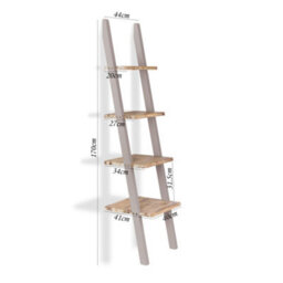 Statement Furniture Florence Wooden Shelving Unit In Truffle. Lean-Up Ladder Shelf. Solid Wood Shelf Storage - thumbnail 4