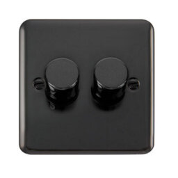 Curved Black Nickel 2 Gang 2 Way Led 100W Trailing Edge Dimmer Light Switch - Se Home