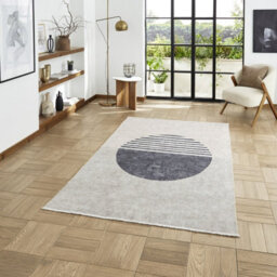Beige Green Geometric 5mm Thick Rug, Stain-Resistant Modern Rug For Bedroom, Living Room, & Dining Room-122Cm X 170Cm - thumbnail 2
