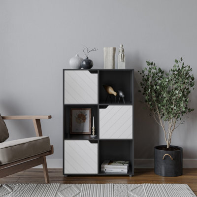 Urbn-Living 6-Cube Shelving Unit With Lined Doors - image 1