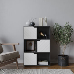 Urbn-Living 6-Cube Shelving Unit With Lined Doors - thumbnail 1