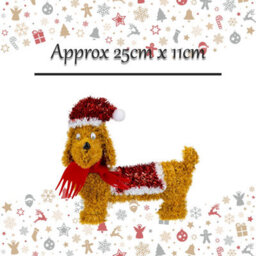 Christmas Decoration Tinsel Sausage Dog X 1 25Cm X 11Cm Dog 25Cm - thumbnail 2