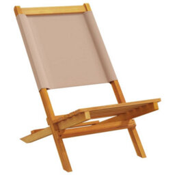 Berkfield Folding Garden Chairs 6 Pcs Taupe Fabric And Solid Wood - thumbnail 3