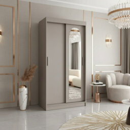 Sliding Door Wardrobe Selfie 62Cm Durable Laminated Board With Pvc Finish Practical Storage Solution Cashmere With Drawers