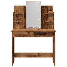 Walplus Dressing Table With Led Lights Old Wood 96X40X142 Cm - thumbnail 7