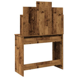 Walplus Dressing Table With Led Lights Old Wood 96X40X142 Cm - thumbnail 9