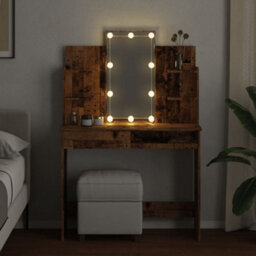 Walplus Dressing Table With Led Lights Old Wood 96X40X142 Cm - thumbnail 4