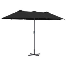 Berkfield Modern Garden Parasol Black Powder-Coated Steel - thumbnail 1