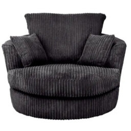 SquareBoxx Lennox Swivel Chair Black Jumbo Cord - thumbnail 2