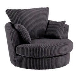 SquareBoxx Lennox Swivel Chair Black Jumbo Cord - thumbnail 3