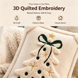 CLEFFNS 2Pcs Christmas Throw Pillow Covers, Christmas Tree Bow Cushion Decoration 18Inch Throw Pillow Covers For Home Bedroom Living Room - thumbnail 3