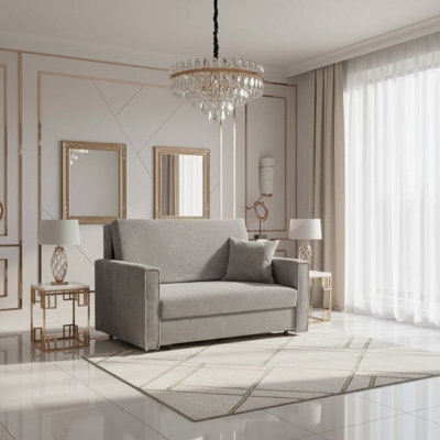 Viva Bis Ii Premium Upholstered Sofa Bed For Living Room Chipboard Frame Foam Wave Spring 133X85X98Cm Light Grey - image 1