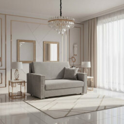 Viva Bis Ii Premium Upholstered Sofa Bed For Living Room Chipboard Frame Foam Wave Spring 133X85X98Cm Light Grey - thumbnail 1