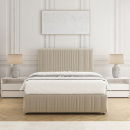 Bsspoke Rosie Divan Bed Cream Plush Velvet With 24Inch Headboard & Footboard 4 Drawer & No Mattress In Double King 4Ft 6Ft - thumbnail 3