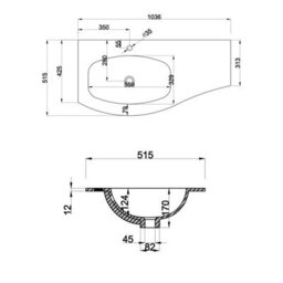 Affine 1000mm Wall Hung Curved Vanity Unit Bathroom Drawer Basin Sink Cabinet White - thumbnail 5