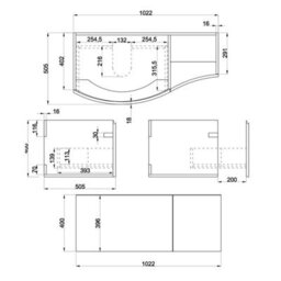 Affine 1000mm Wall Hung Curved Vanity Unit Bathroom Drawer Basin Sink Cabinet White - thumbnail 4