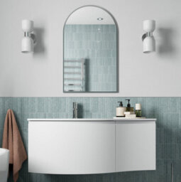 Affine 1000mm Wall Hung Curved Vanity Unit Bathroom Drawer Basin Sink Cabinet White - thumbnail 2