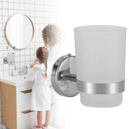 Stainless Steels Toothbrush Holder Wall Mounted Tumbler Bathroom Storage Shelf - thumbnail 3
