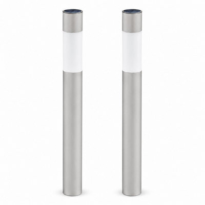 Gwsolar Solar Garden Lights Pack Of 2, 70Cm Aluminium Pole Lamps, Switchable Warm Or Bright White Led Ipx4 For Pathway Decking - image 1