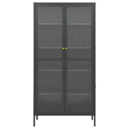 Berkfield Display Cabinet Anthracite 90X40X180 Cm Steel And Tempered Glass - thumbnail 4