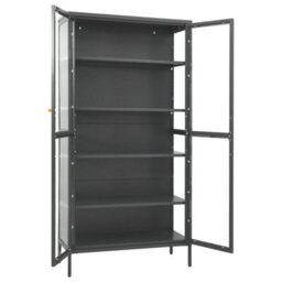 Berkfield Display Cabinet Anthracite 90X40X180 Cm Steel And Tempered Glass - thumbnail 7