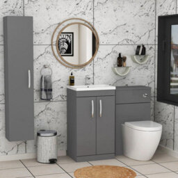 Royal Bathrooms 1000mm Indigo Grey Gloss 2 Doors Furniture Pack With Mid Edge Basin & Elva Back To Wall Toilet - thumbnail 3