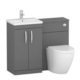 Royal Bathrooms 1000mm Indigo Grey Gloss 2 Doors Furniture Pack With Mid Edge Basin & Elva Back To Wall Toilet - thumbnail 4
