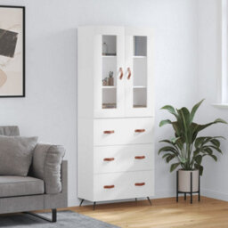 Berkfield Highboard White 69.5X34X180 Cm Engineered Wood - thumbnail 1