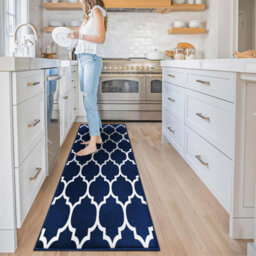 Ameha Modern Ava Navy Printed Rug Luxury Extra Large Area Entrance Runner Kitchen Floor Rugs, 80X300 Cm - thumbnail 3