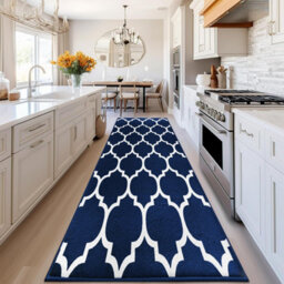 Ameha Modern Ava Navy Printed Rug Luxury Extra Large Area Entrance Runner Kitchen Floor Rugs, 80X300 Cm - thumbnail 2