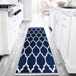 Ameha Modern Ava Navy Printed Rug Luxury Extra Large Area Entrance Runner Kitchen Floor Rugs, 80X300 Cm - thumbnail 5