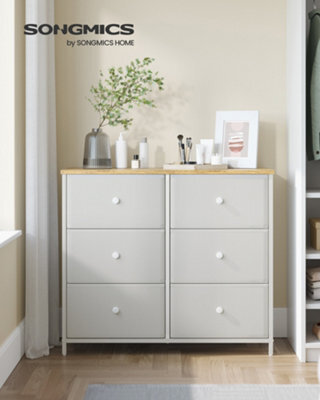 Songmics Dresser, 6-Drawer Fabric Storage Unit, Metal Frame, For Bedroom, Hallway, Cream White And Oak - image 1