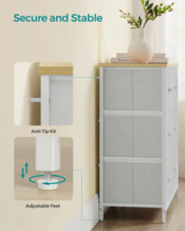 Songmics Dresser, 6-Drawer Fabric Storage Unit, Metal Frame, For Bedroom, Hallway, Cream White And Oak - thumbnail 7