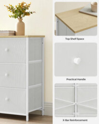 Songmics Dresser, 6-Drawer Fabric Storage Unit, Metal Frame, For Bedroom, Hallway, Cream White And Oak - thumbnail 6