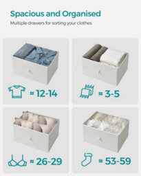 Songmics Dresser, 6-Drawer Fabric Storage Unit, Metal Frame, For Bedroom, Hallway, Cream White And Oak - thumbnail 3