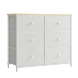 Songmics Dresser, 6-Drawer Fabric Storage Unit, Metal Frame, For Bedroom, Hallway, Cream White And Oak - thumbnail 2