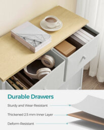 Songmics Dresser, 6-Drawer Fabric Storage Unit, Metal Frame, For Bedroom, Hallway, Cream White And Oak - thumbnail 8