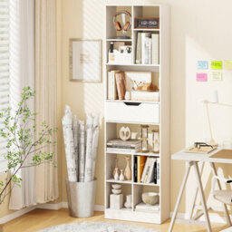 Costway Bookcase With Drawer 180Cm Tall Freestanding Storage Organizer With 10 Cubes - thumbnail 3