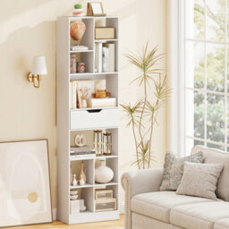 Costway Bookcase With Drawer 180Cm Tall Freestanding Storage Organizer With 10 Cubes - thumbnail 4