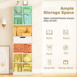 Costway Bookcase With Drawer 180Cm Tall Freestanding Storage Organizer With 10 Cubes - thumbnail 8