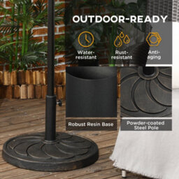 Outsunny 18Kg Round Resin Garden Parasol Base For Poles Of 38mm-48mm - thumbnail 5