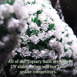 Best Artificial 23Cm White Rose Hanging Basket Flower Topiary Ball - Suitable For Outdoor Use - Weather & Fade Resistant - thumbnail 5
