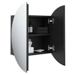 Vidaxl Bathroom Cabinet With Round Mirror&led Black 47X47X17.5 Cm - thumbnail 5