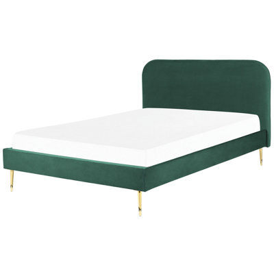 Beliani Bed Velvet Flayat 160 X 200 Cm (Eu King Size) Emerald Green - image 1