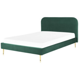 Beliani Bed Velvet Flayat 160 X 200 Cm (Eu King Size) Emerald Green - thumbnail 1