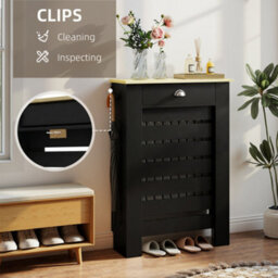 Homcom Radiator Cover With Drawer, Horizontal Slat, 78Cm, Black - thumbnail 6