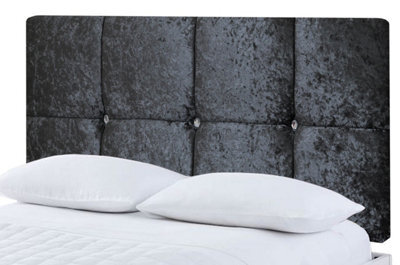 "Adore Designs Deluxe Crushed Velvet 3Ft Single 20"" Headboard - Black"