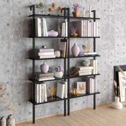 Decorotika Piante Bookcase Shelving Unit Black Marble Effect & Black - thumbnail 4